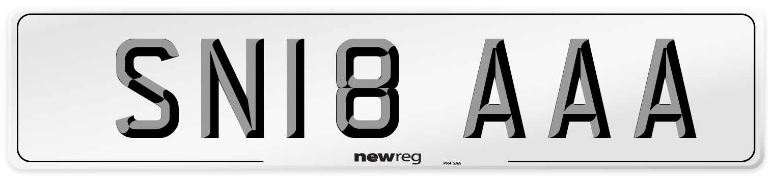 SN18 AAA Number Plate from New Reg